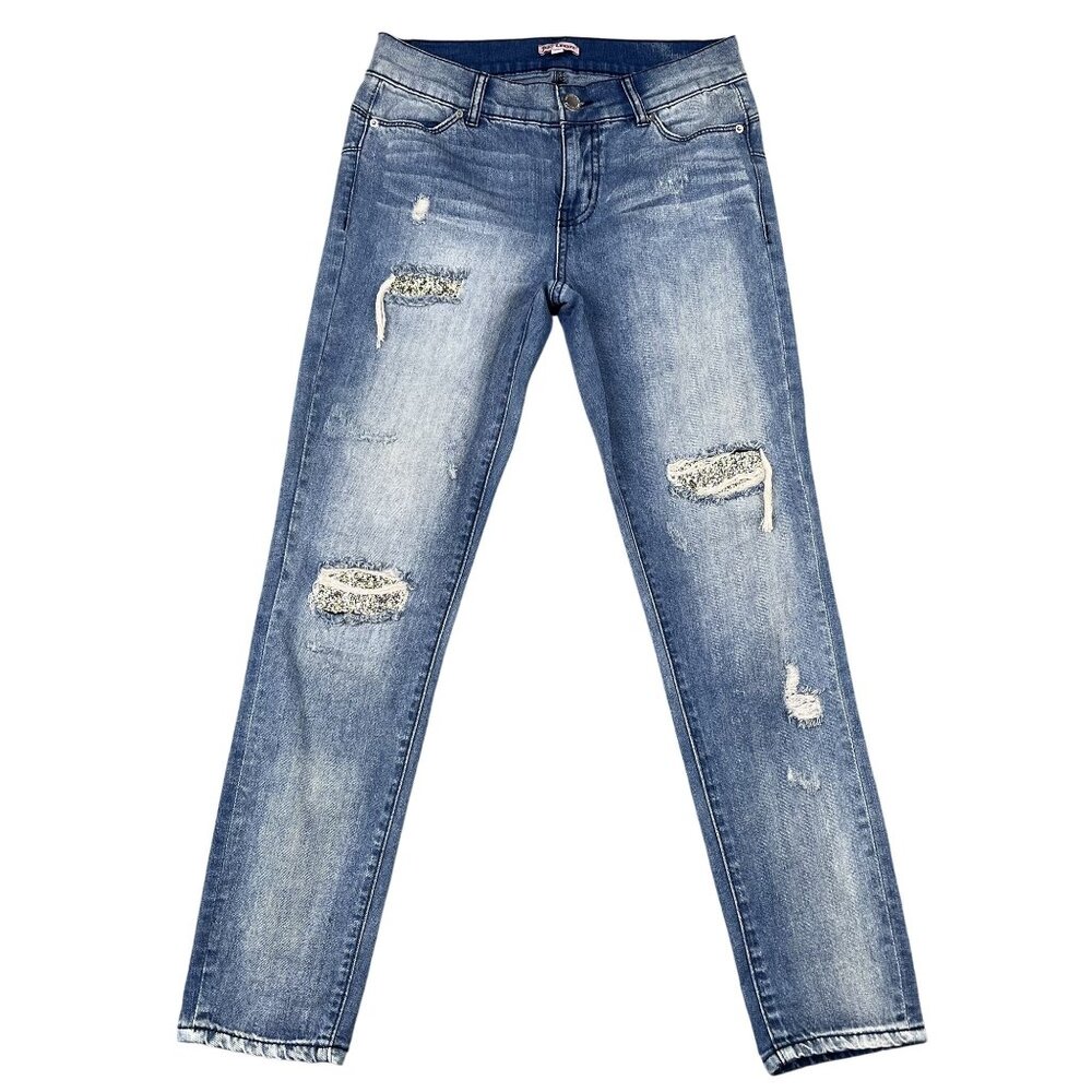 Juicy‎ Couture Jeans Womens 4 Light Wash Distressed Glitter Skinny Faded